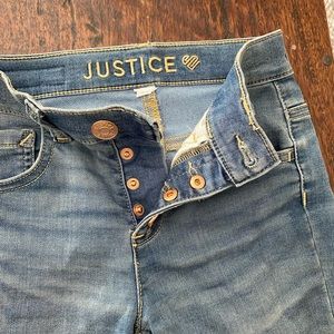 Girls Justice high-waist button-fly skinny jeans, size 10